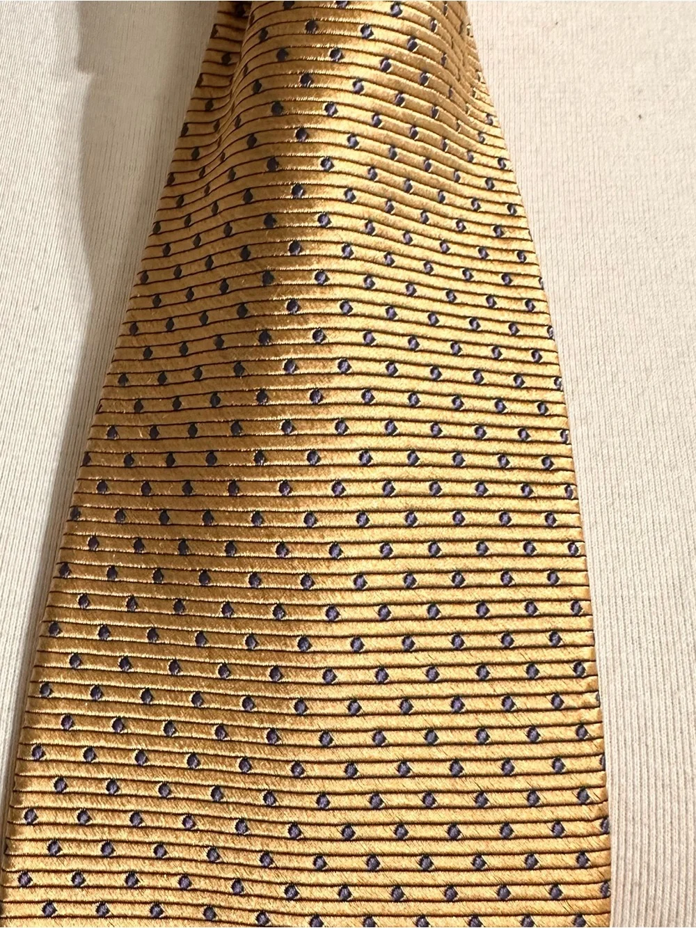Lands’ End Handmade Tie Silk Necktie Mens Geometric Classic Gold  Tie